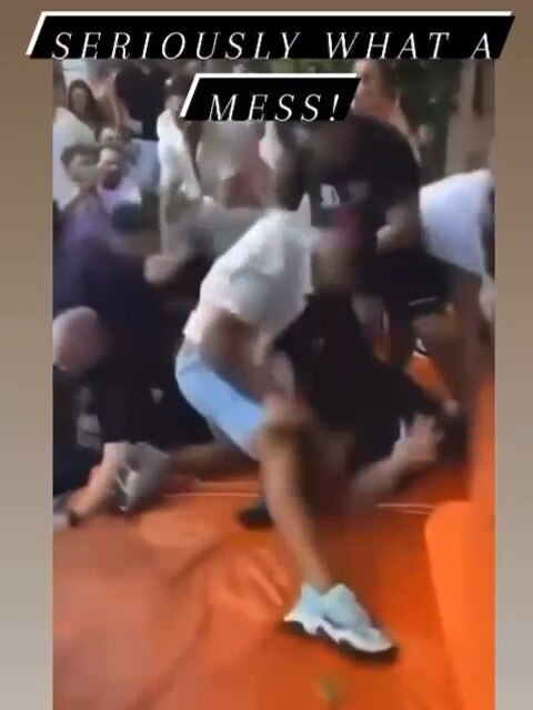 Screen grabs taken from footage of a group of men fighting at Sydney’s Ivy Pool Club on Sunday.