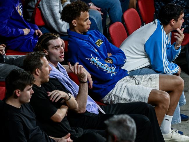 Josh Giddey watches during the Trans-Tasman Throwdown match between the Australia Boomers and the New Zealand Tall Blacks. Picture: Getty Images