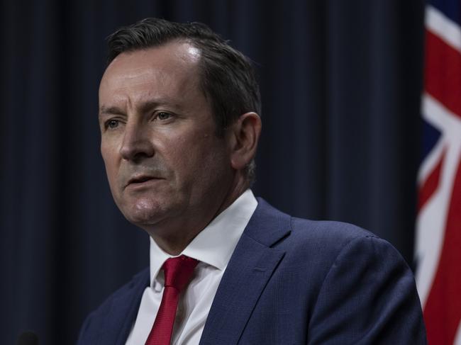 WA Premier Mark McGowan gave the Covid-19 update on Thursday. Picture: Matt Jelonek/Getty Images