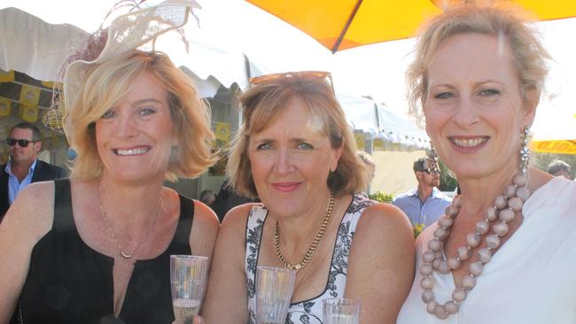Rhonda Le Brocque, Christine Sironen and Helen Koellner, all from Ballina Shire, at the Ballina Cup. Picture: Graham Broadhead