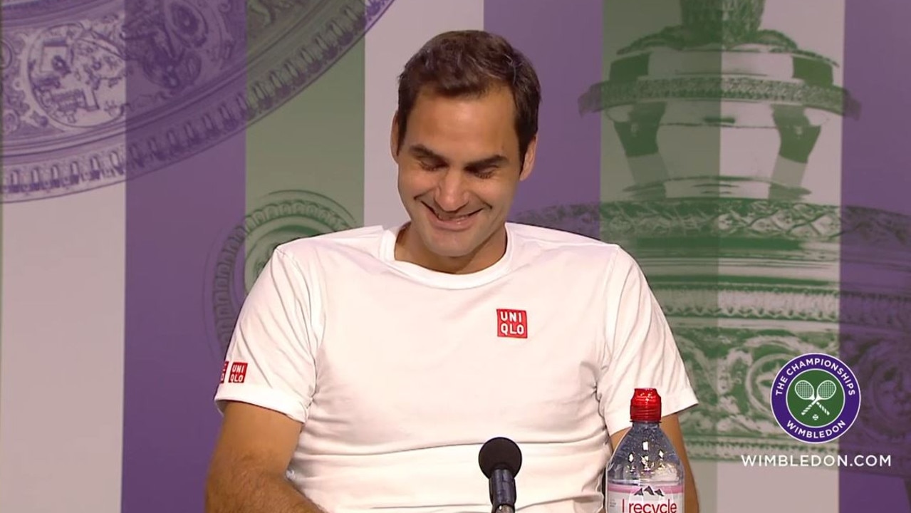 Roger Federer was in good spirits.