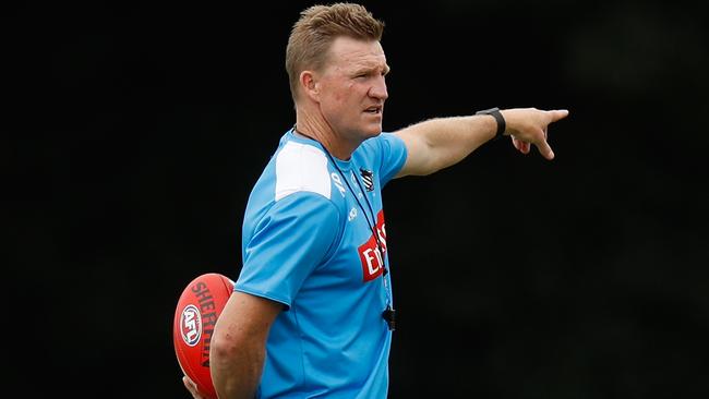 Nathan Buckley calls the shots at pre-season training.