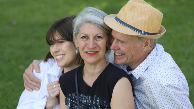 Adelaide's new Lord Mayor Sandy Verschoor flanked by her husband Gregg and daughter Ella. AAP Image/Russell Millard