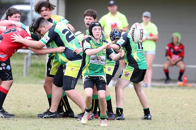 A Rugby League Gold Coast junior gala day at Burleigh Bears Junior Rugby League Club. Under 14s. Mudgeeraba vs Helensvale. 5 September 2021 Miami Picture by Richard Gosling