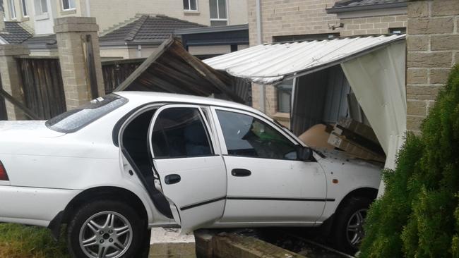 On July 8 a car ploughed into the yard of a house in Wilson Rd, Acacia Gardens, destroying a shed and stopping just centimetres from the owner's lounge room.