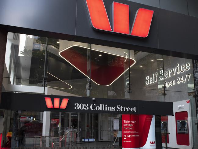 Westpac Bank signage is seen in Melbourne, Sunday, 5 May 2019. Westpac is due to deliver in financial half year results tomorrow, Monday 6 May, 2019. (AAP Image/Ellen Smith) NO ARCHIVING