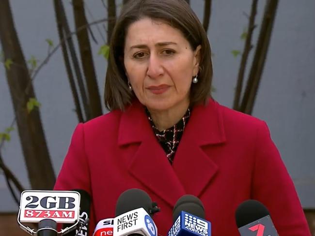 Gladys Berejiklian speaks to reporters.