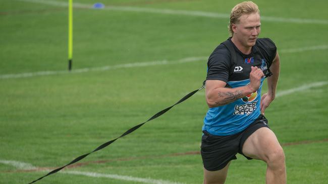 Union recruit Carter Gordon as the Gold Coast Titans commence training for the 2025 season .Picture: Glenn Campbell