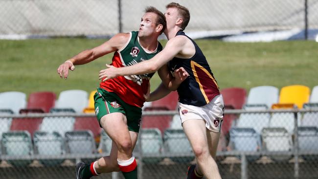 Cutter's Jake Roach and Lions' Nickolas Johnson. Picture: Stewart McLean