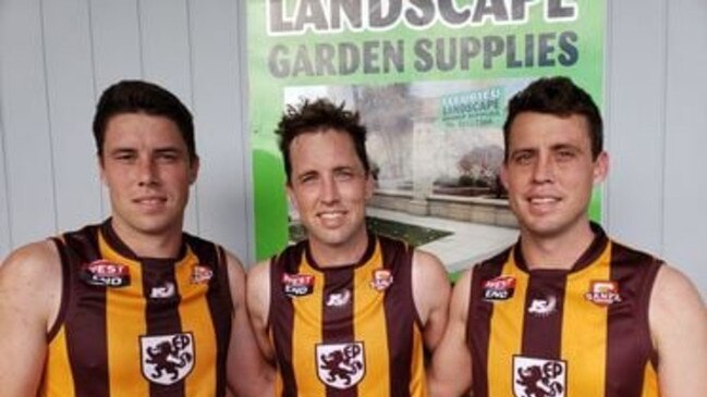 Matt Crettenden (right) with brothers Stephen and Michael. Picture: United Yeelanna Football Club