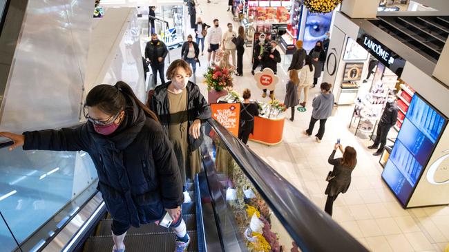 Shopping is back at David Jones at Bourke Street Mall. Picture: Mark Stewart