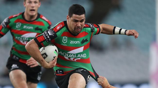 Souths Cody Walker was on fire in the first half, crashing over for a solo try.