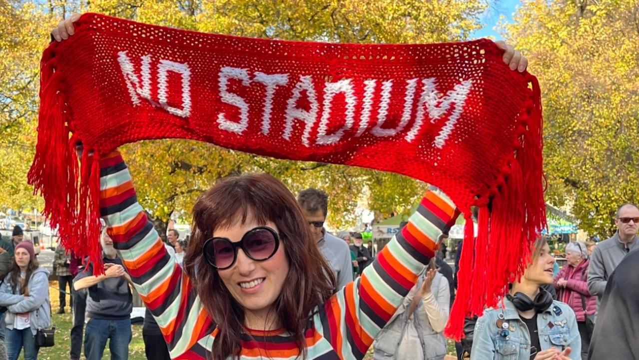 Tasmanians gather in the thousands at the first rally against the proposed new stadium. Picture: Twitter