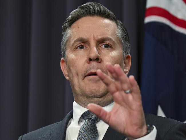 CANBERRA, Australia - NewsWire Photos - October 29, 2024: Minister for Health and Aged Care Mark Butler holds a press conference on the results of the Covid inquiry with Federal Treasurer Jim Chalmers at Parliament House in Canberra. Picture: NewsWire / Martin Ollman