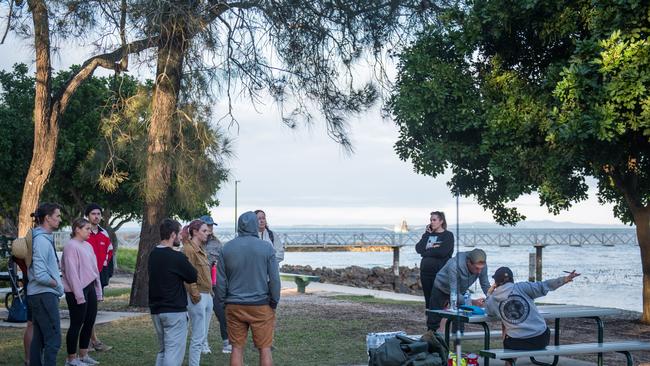 Search crew assembled at Amity Point on Monday morning.