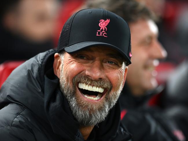 FILE: Jurgen Klopp Announces He Will Leave Liverpool FC at the End of the Season LIVERPOOL, ENGLAND - FEBRUARY 13: Juergen Klopp, Manager of Liverpool reacts prior to the Premier League match between Liverpool FC and Everton FC at Anfield on February 13, 2023 in Liverpool, England. (Photo by Michael Regan/Getty Images)