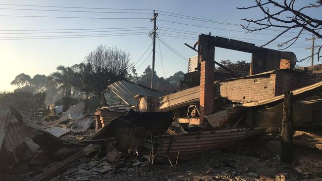 Morning after ... A home destroyed by the Tathra blaze. Picture: 9 News