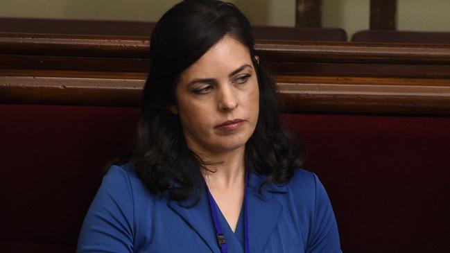 MELBOURNE, AUSTRALIA - NewsWire Photos MARCH 21 2023: Victorian Liberal MP Moira Deeming sits in the Victorian Parliament upper house. She is facing possible expulsion after she attended a neo-Nazi rally on the steps of parliament on the weekend. Picture: NCA NewsWire / Andrew Henshaw