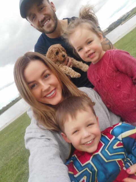 Raiders star Josh Hodgson and his family in Canberra