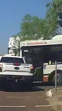 Dashcam records moment Darwin bus crashes into ute