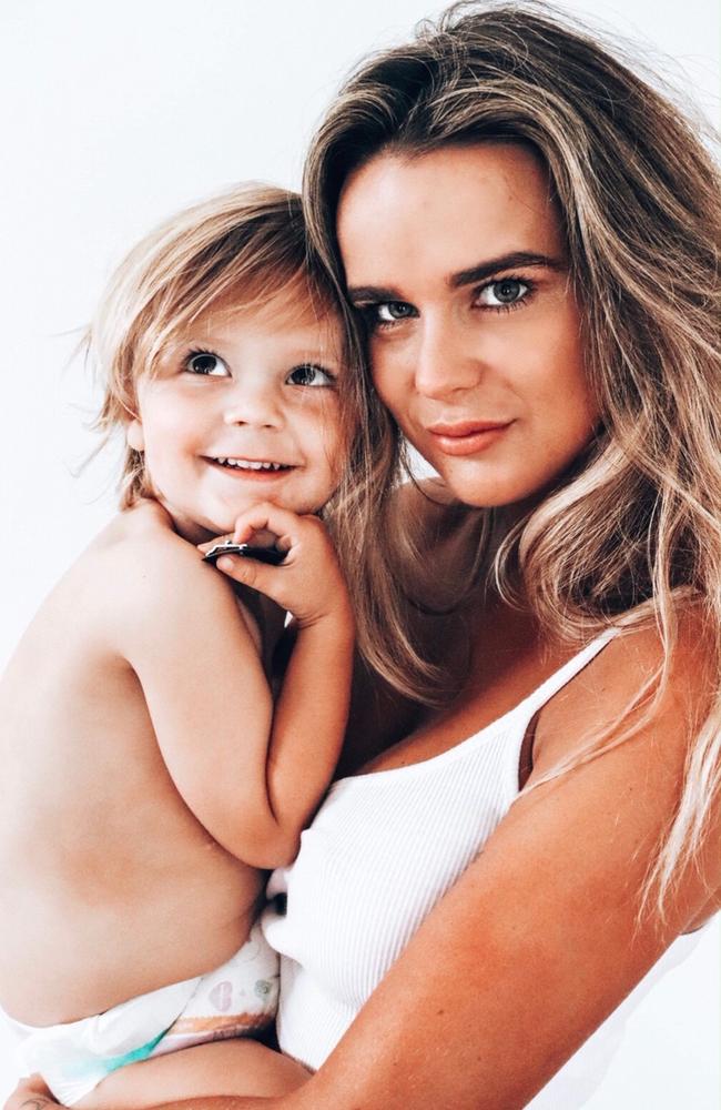 Fae swimwear founder Bianca Bennett, pictured with her son Ziggy, was shocked when she heard Victoria’s Secret wanted to stock her range on their website. Picture: Nicci Crisp