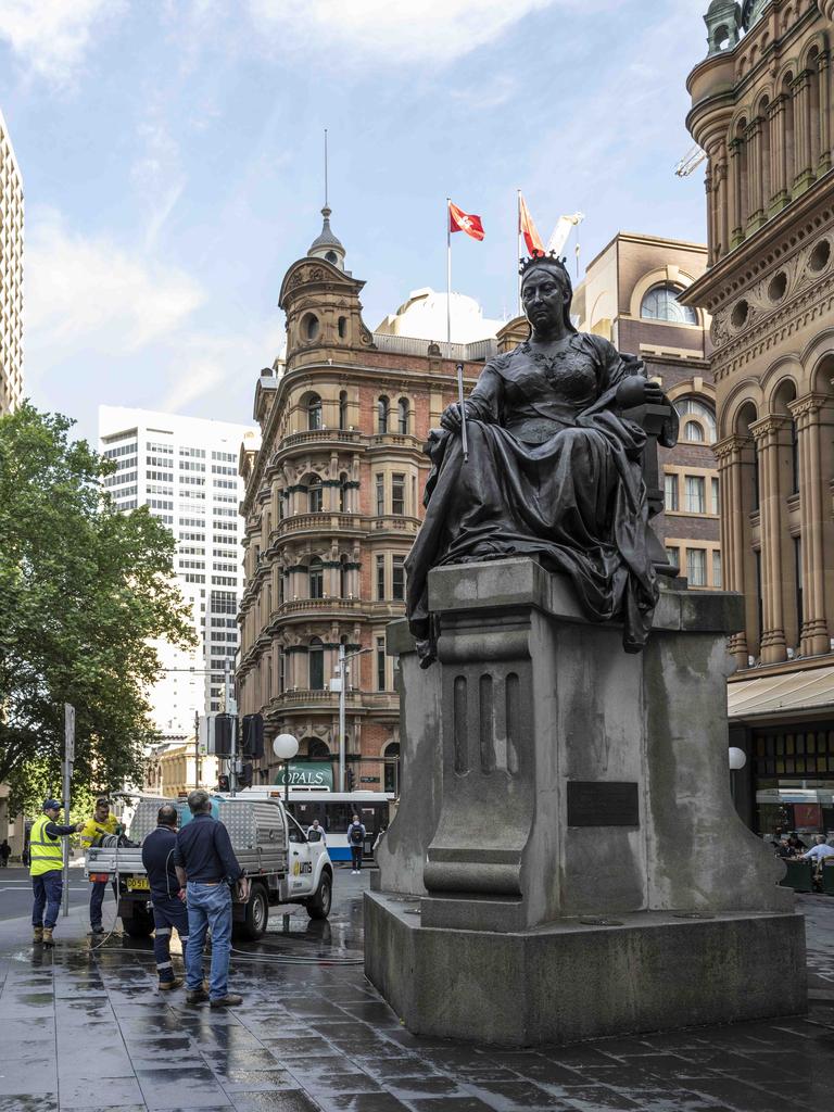 The iconic statue of Queen Victoria sits outside Sydney's Queen Victoria Building in the CBD. Picture: NewsWire / Monique Harmer