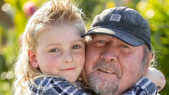 Geoff Chilcott with grandson Jackson who helped saved his ‘Pop C’ after he suffered a stroke at home. Picture: Jason Edwards