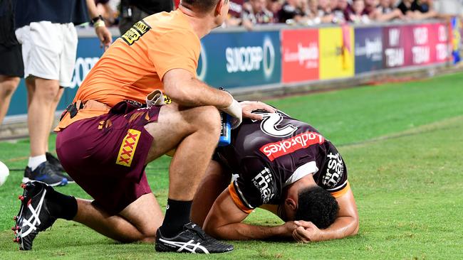 Xavier Coates has joined the Broncos’ growing injury list. Picture: Bradley Kanaris/Getty Images