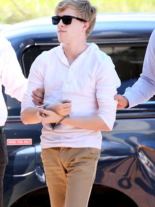 Josh Thorburn is arrested. Picture: Jack Tran