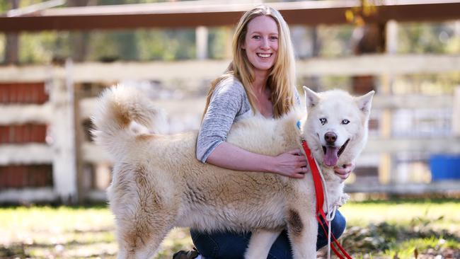 Emily Hegarty with her new dog Henric. Picture: Sam Ruttyn