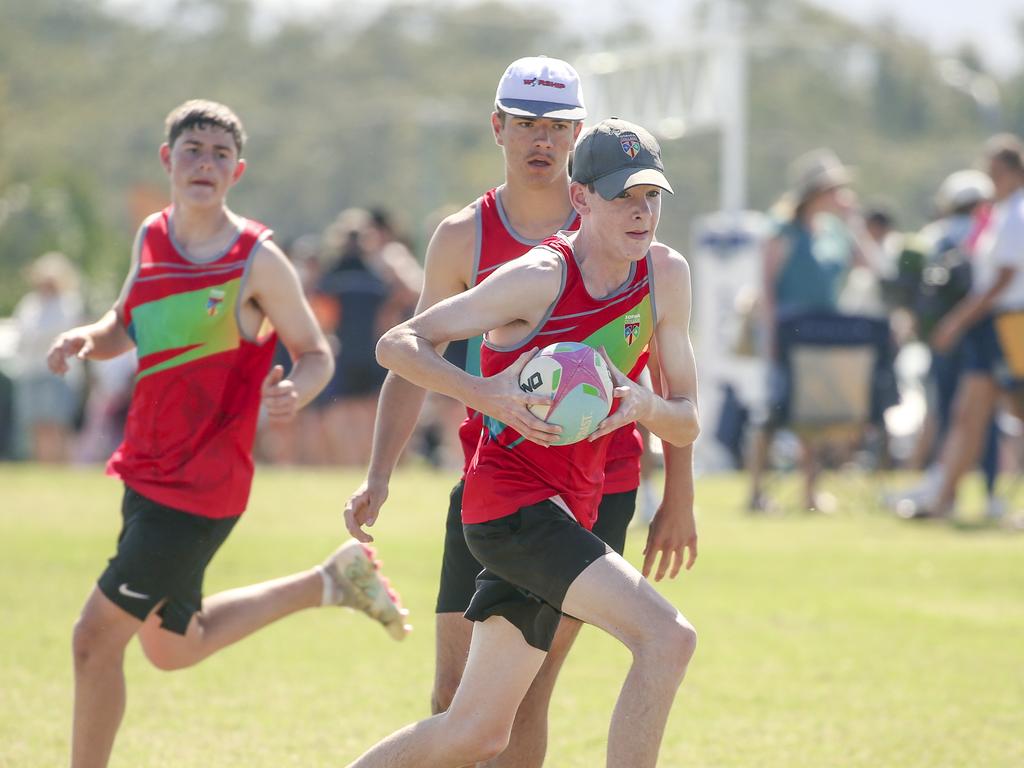 Sophia College V Parklands Christian College at the 2024 Gold Coast Titans All Schools Touch Football Picture: Glenn Campbell