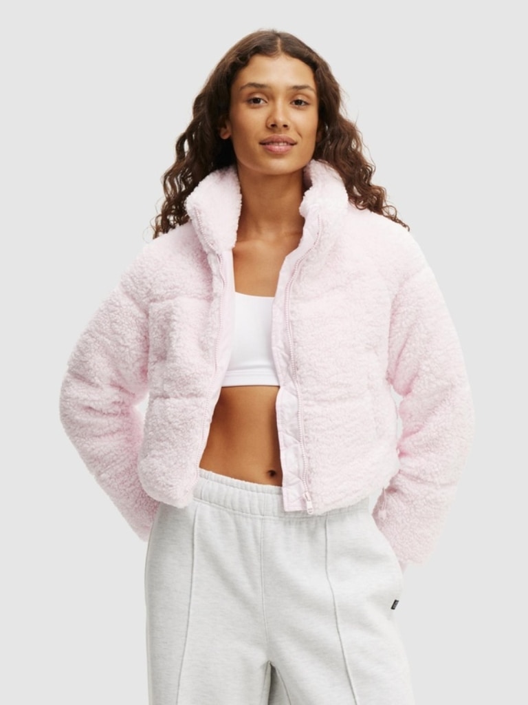 Cotton On The Mother Puffer Cropped Sherpa Jacket. Picture: THE ICONIC.