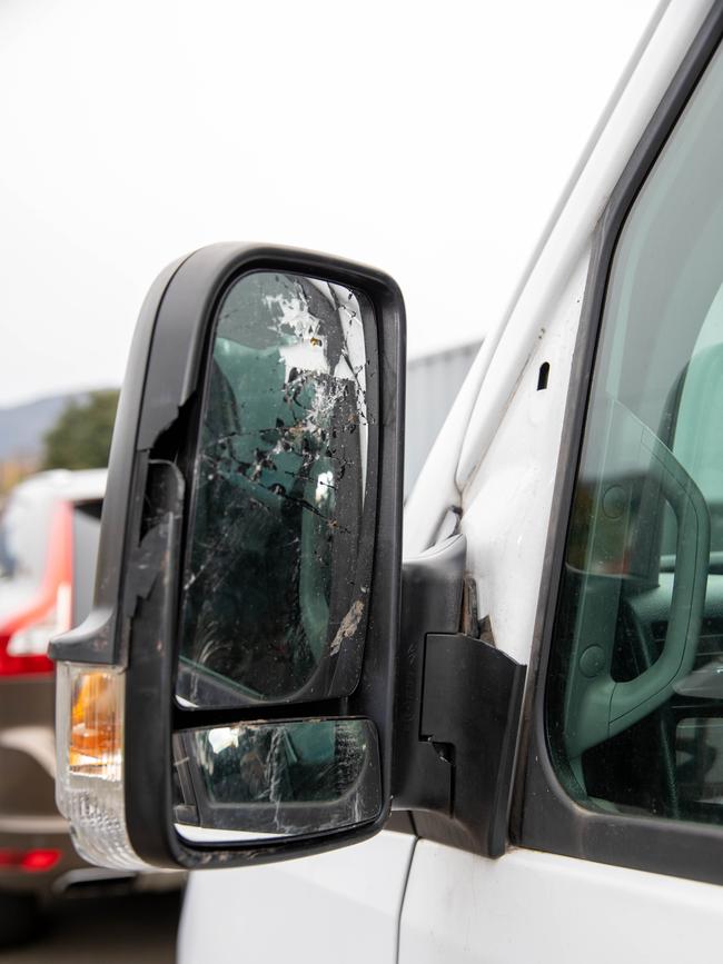 Tasmania Prime Meat Owner, MD Imadul Islam Rahat has had his van vandalised to the point where it is unroadworthy. Picture: Linda Higginson