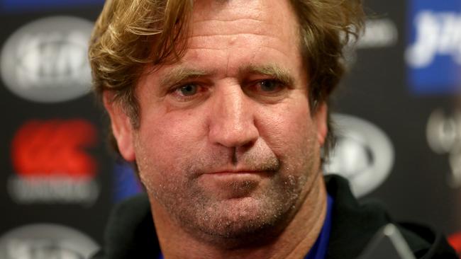 Canterbury Bulldogs Des Hasler after the announcement he will continue to coach the team until 2019. Picture: Gregg Porteous