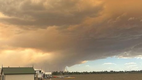 Bushfires are ripping through Victoria’s west forcing dozens of communities to evacuate their homes. The blaze started between Mount Cole and Raglan, and the increased number of towns under threat is due to a wind change that steered the fire further north. Picture: Instagram/jacquifelgate