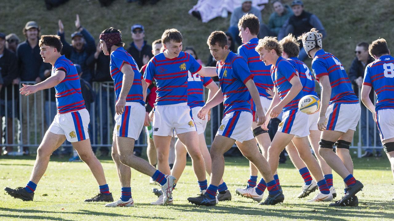 Downlands celebrate a try.