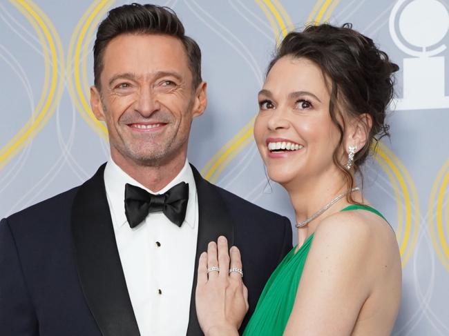 NEW YORK, NY - JUNE 12: Hugh Jackman and Sutton Foster attend The 75th Annual Tony Awards - Arrivals on June 12, 2022 at Radio City Music Hall in New York City. (Photo by Sean Zanni/Patrick McMullan via Getty Images)