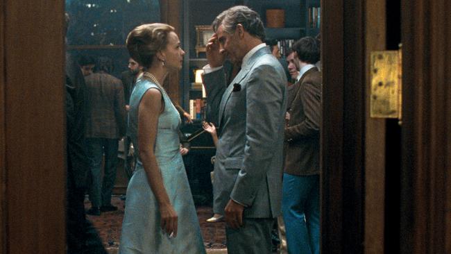 Carey Mulligan as Felicia Montealegre and Bradley Cooper as Leonard Bernstein in Maestro.