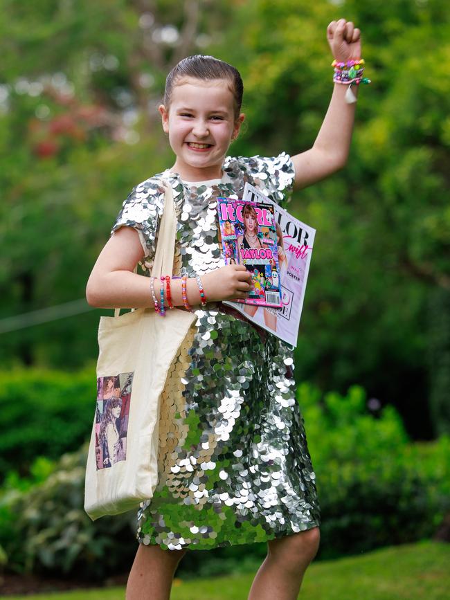 Zara has picked out her outfit and made her friendship bracelets for the concert. Picture: Justin Lloyd/The Daily Telegraph.