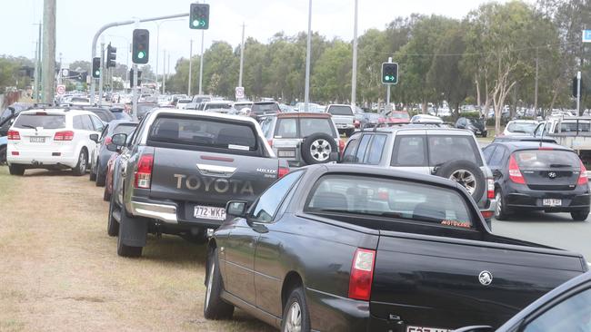 Traffic around Harbour Town for last year’s Boxing Day sales. Picture: Richard Gosling