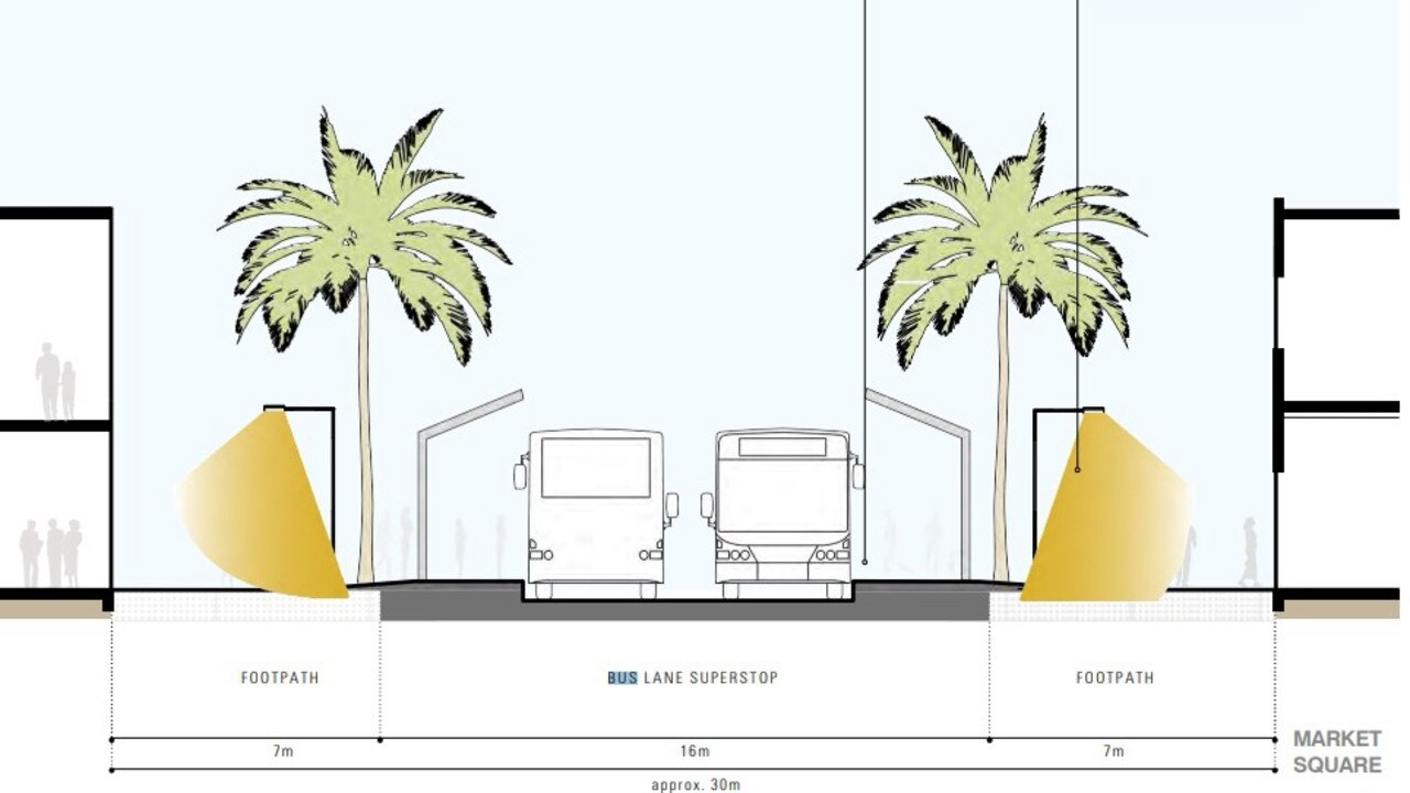 A concept drawing of a revamped Moorabool St bus exchange. Source: MGS Architects.