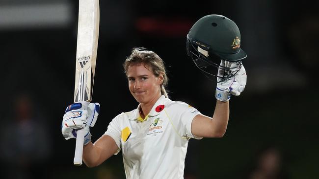 Ellyse Perry brings up her double century. Picture: Phil Hillyard