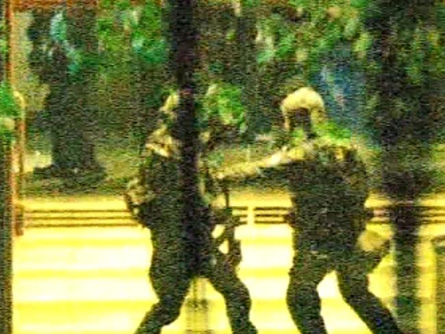 A CCTV image of the final 15 minutes of the Lindt Cafe. Picture: Channel 7