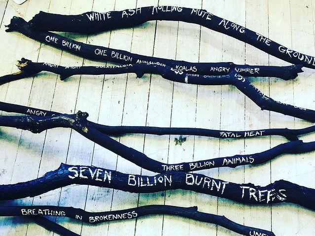 The burnt branches or “broomsticks” from one of the Dirt Witch performances. Picture: Instagram