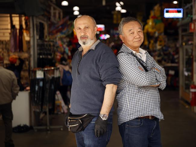 WEEKEND TELEGRAPH 11/8/23MUST CHECK WITH PIC EDITOR BEFORE PUBLISHING - Owners of Paddys Markets stalls arenÃt happy with the proposed food court that may be taking over part of the precinct in Haymarket. Suat Kopuz (left) and Yi Ming Weng (right). Picture: Sam Ruttyn