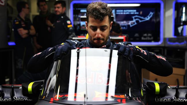 Daniel Ricciardo in his Red Bull Racing RB12, fitted with the aeroscreen.