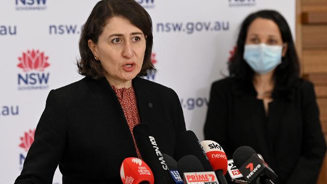 NSW Premier Gladys Berejiklian speaks to the media during a Covid-19 press conference in Sydney. Picture: NCA NewsWire/Bianca De Marchi