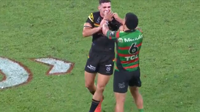 Nathan Cleary and Cody Walker come together in the grand final.