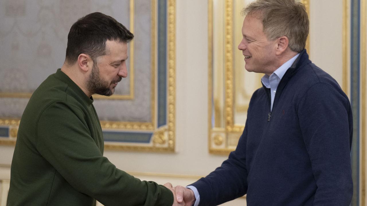 Volodymyr Zelensky shakes hands with Grant Shapps, who has now lost his seat. Picture: Handout/AFP