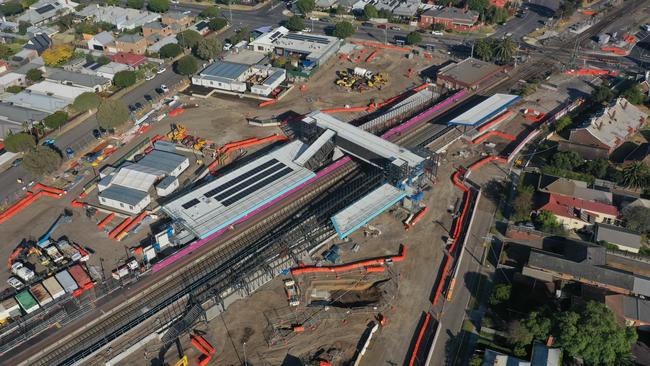 South Geelong railway station redevelopment works. Picture: Alan Barber